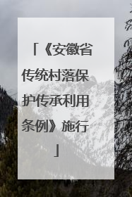 《安徽省传统村落保护传承利用条例》施行