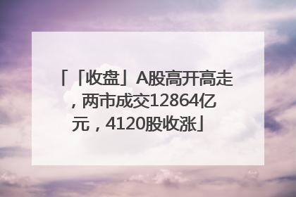「收盘」A股高开高走，两市成交12864亿元，4120股收涨