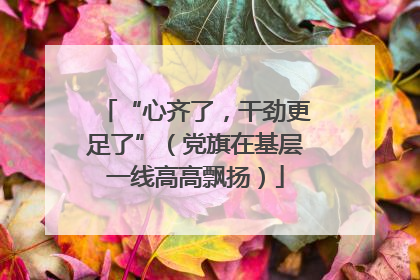 “心齐了，干劲更足了”（党旗在基层一线高高飘扬）