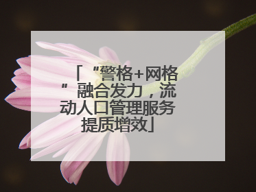 “警格+网格”融合发力，流动人口管理服务提质增效