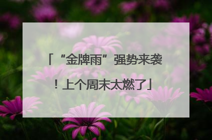“金牌雨”强势来袭！上个周末太燃了