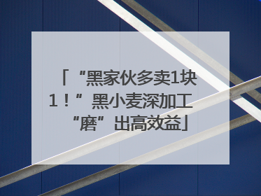 “黑家伙多卖1块1！”黑小麦深加工“磨”出高效益
