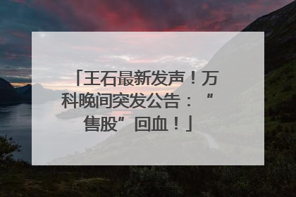 王石最新发声！万科晚间突发公告：“售股”回血！