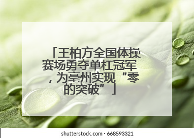 王柏方全国体操赛场勇夺单杠冠军，为亳州实现“零的突破”