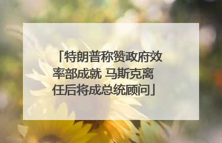 特朗普称赞政府效率部成就 马斯克离任后将成总统顾问
