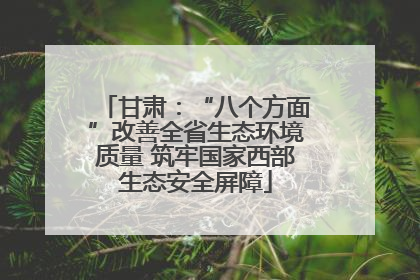 甘肃：“八个方面”改善全省生态环境质量 筑牢国家西部生态安全屏障