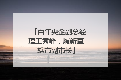 百年央企副总经理王秀峰，履新直辖市副市长