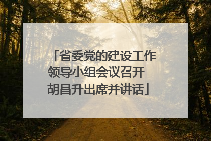 省委党的建设工作领导小组会议召开 胡昌升出席并讲话