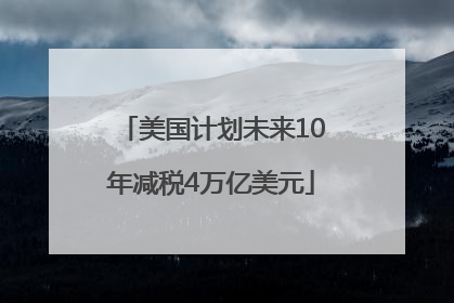 美国计划未来10年减税4万亿美元