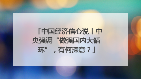 中国经济信心说丨中央强调“做强国内大循环”，有何深意？