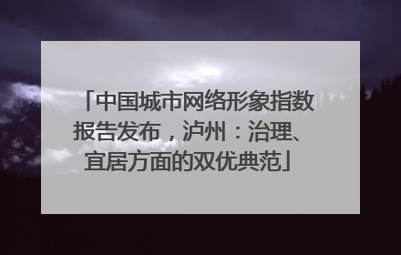中国城市网络形象指数报告发布，泸州：治理、宜居方面的双优典范