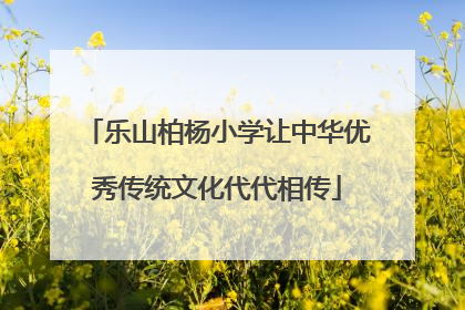 乐山柏杨小学让中华优秀传统文化代代相传