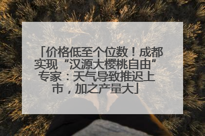 价格低至个位数！成都实现“汉源大樱桃自由” 专家：天气导致推迟上市，加之产量大