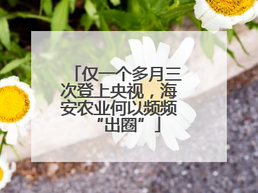 仅一个多月三次登上央视，海安农业何以频频“出圈”