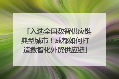 入选全国数智供应链典型城市！成都如何打造数智化外贸供应链