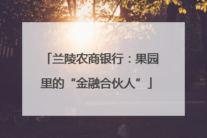 兰陵农商银行：果园里的“金融合伙人”