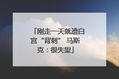 刚走一天就遭白宫“背刺” 马斯克：很失望