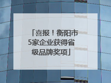 喜报！衡阳市5家企业获得省级品牌奖项