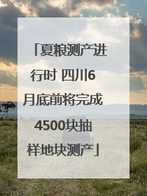 夏粮测产进行时 四川6月底前将完成4500块抽样地块测产