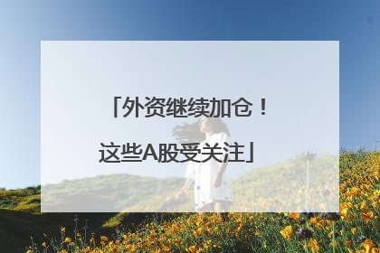 外资继续加仓！这些A股受关注