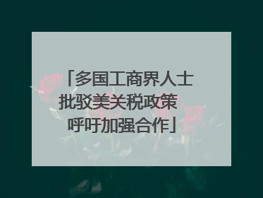 多国工商界人士批驳美关税政策 呼吁加强合作