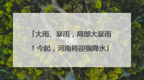 大雨、暴雨，局部大暴雨！今起，河南将迎强降水
