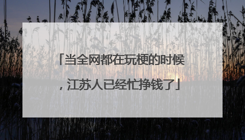 当全网都在玩梗的时候，江苏人已经忙挣钱了