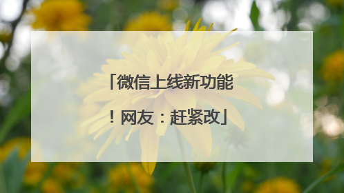 微信上线新功能！网友：赶紧改