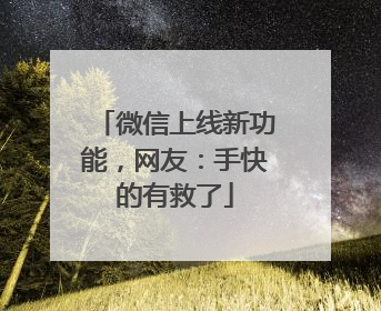 微信上线新功能，网友：手快的有救了