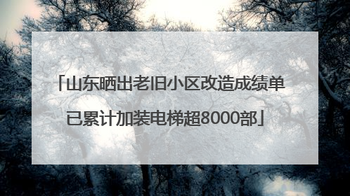 山东晒出老旧小区改造成绩单 已累计加装电梯超8000部