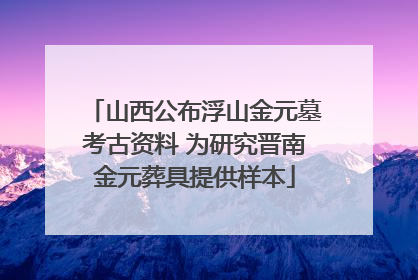 山西公布浮山金元墓考古资料 为研究晋南金元葬具提供样本