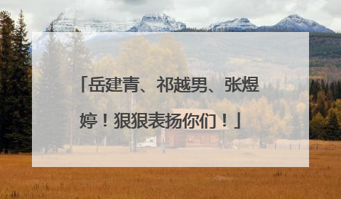 岳建青、祁越男、张煜婷！狠狠表扬你们！