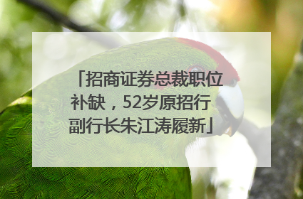招商证券总裁职位补缺，52岁原招行副行长朱江涛履新