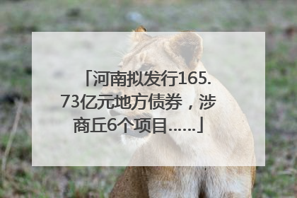 河南拟发行165.73亿元地方债券，涉商丘6个项目……