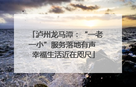 泸州龙马潭：“一老一小”服务落地有声 幸福生活近在咫尺