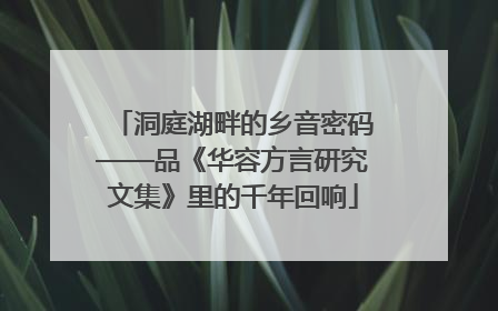 洞庭湖畔的乡音密码——品《华容方言研究文集》里的千年回响