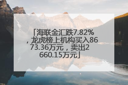海联金汇跌7.82%，龙虎榜上机构买入8673.36万元，卖出2660.15万元