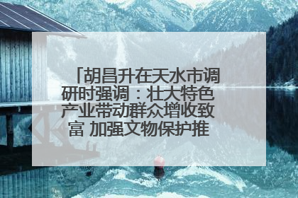 胡昌升在天水市调研时强调：壮大特色产业带动群众增收致富 加强文物保护推动文化创新发展