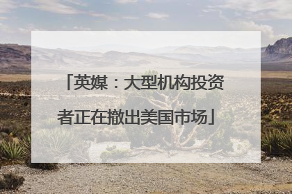 英媒：大型机构投资者正在撤出美国市场