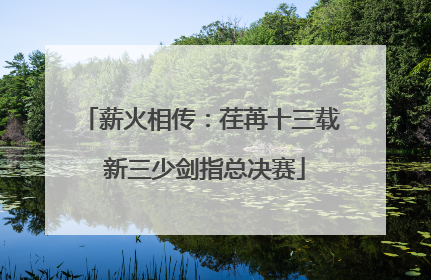 薪火相传：荏苒十三载 新三少剑指总决赛