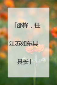 邵锋，任江苏如东县县长