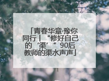 青春华章·豫你同行丨“修好自己的‘渠’”90后教师的渠水声声