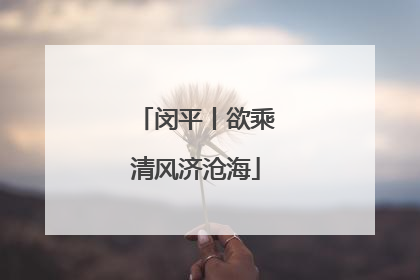 闵平丨欲乘清风济沧海