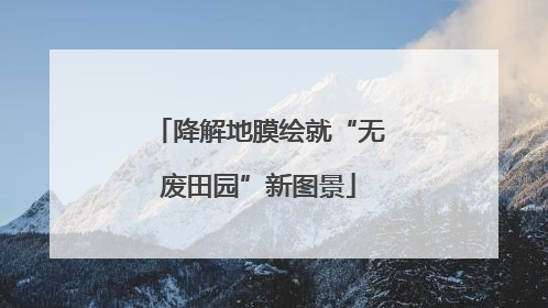 降解地膜绘就“无废田园”新图景