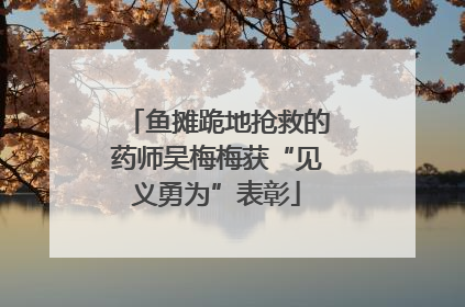 鱼摊跪地抢救的药师吴梅梅获“见义勇为”表彰